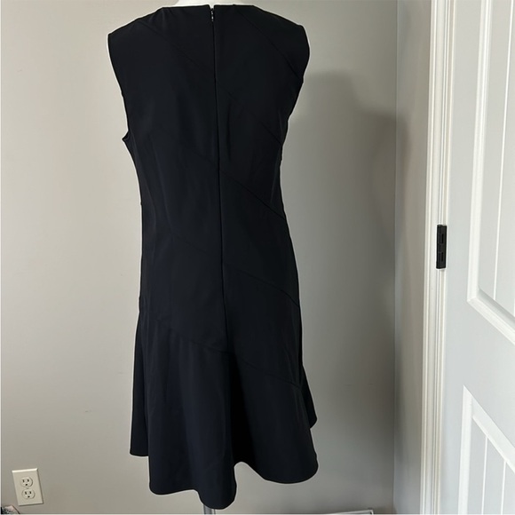 THEORY Diagonal Drape Dress Black Sleeveless Back Zip LBD Sz 8 NEW - Picture 9 of 14